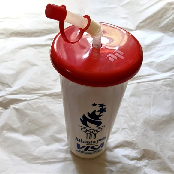 Vintage Atlanta 1996 Olympics Plastic Cup with lid and straw - Picture 3 of 4